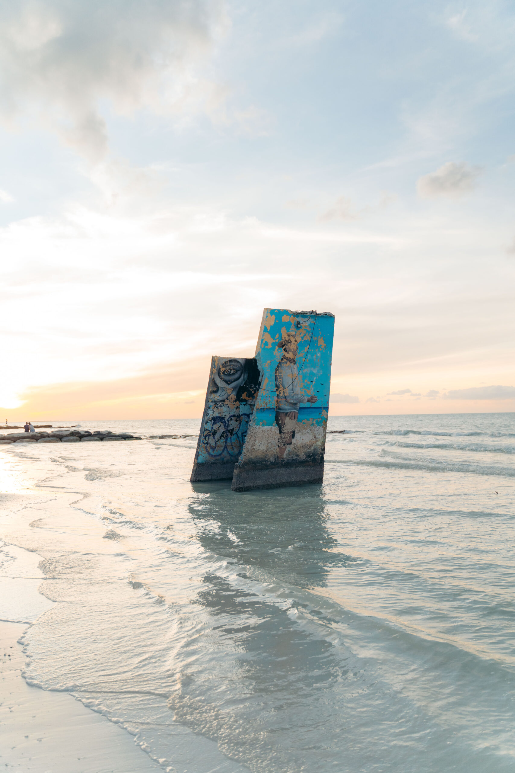Fisherman mural near Amaite Beach Hotel on Holbox Island.